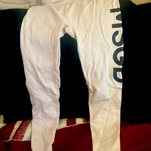 Women leggings, with brand logo, medium, cream .